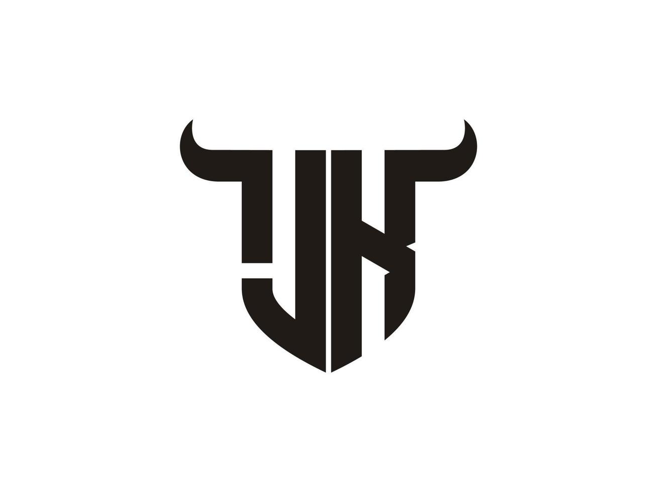 Initial JK Bull Logo Design. vector