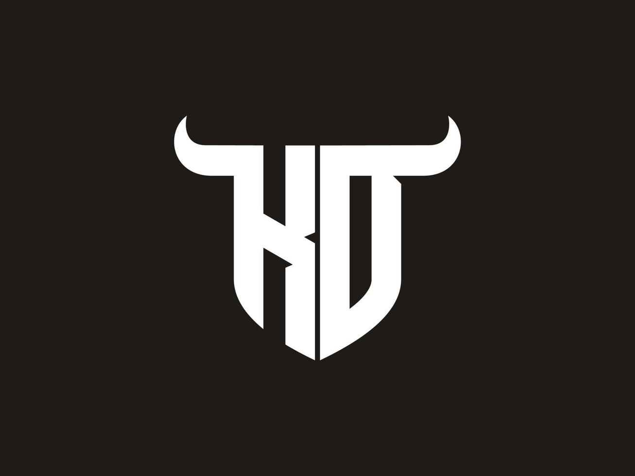 Initial KD Bull Logo Design. vector