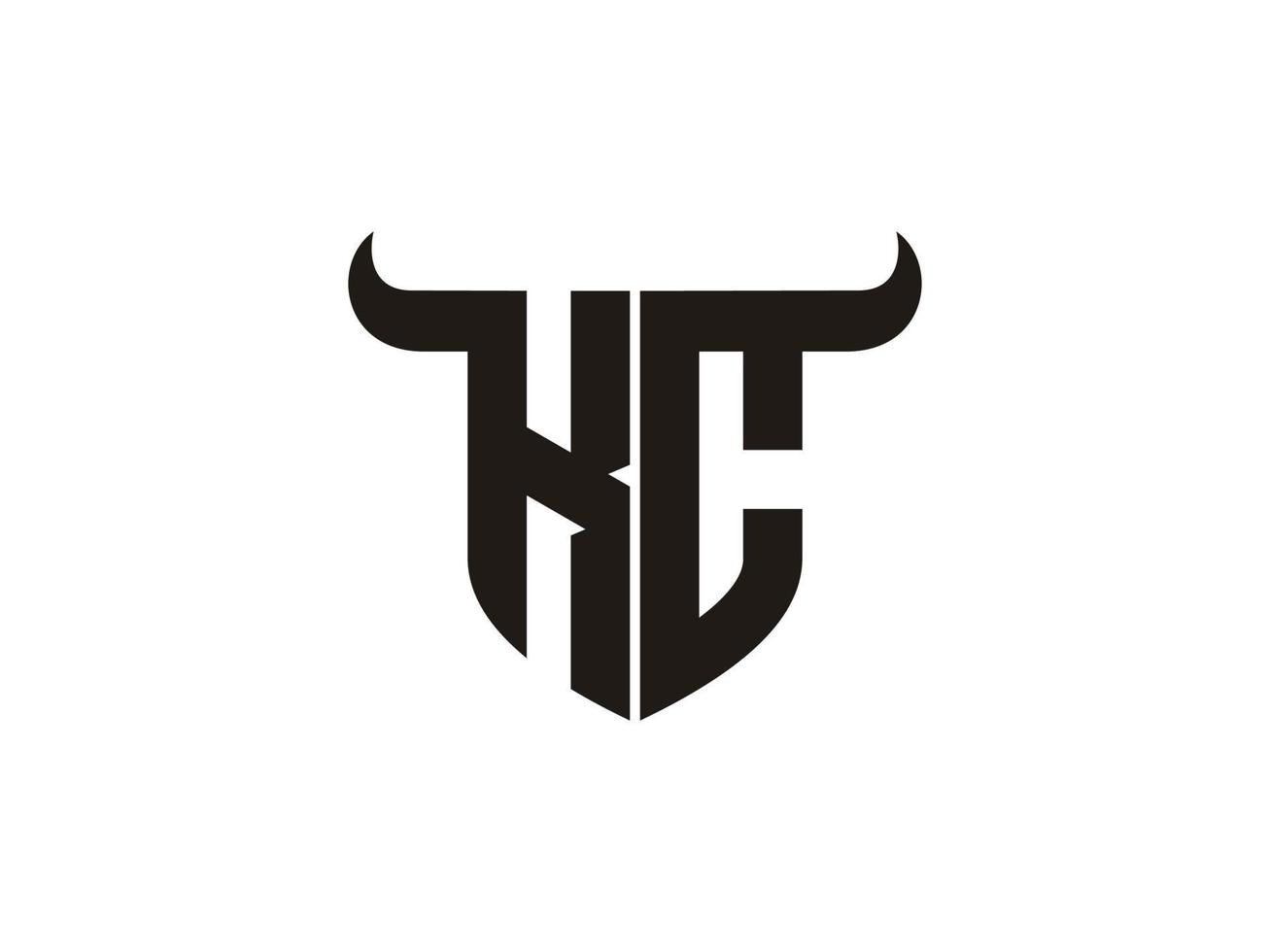 Initial KC Bull Logo Design. vector