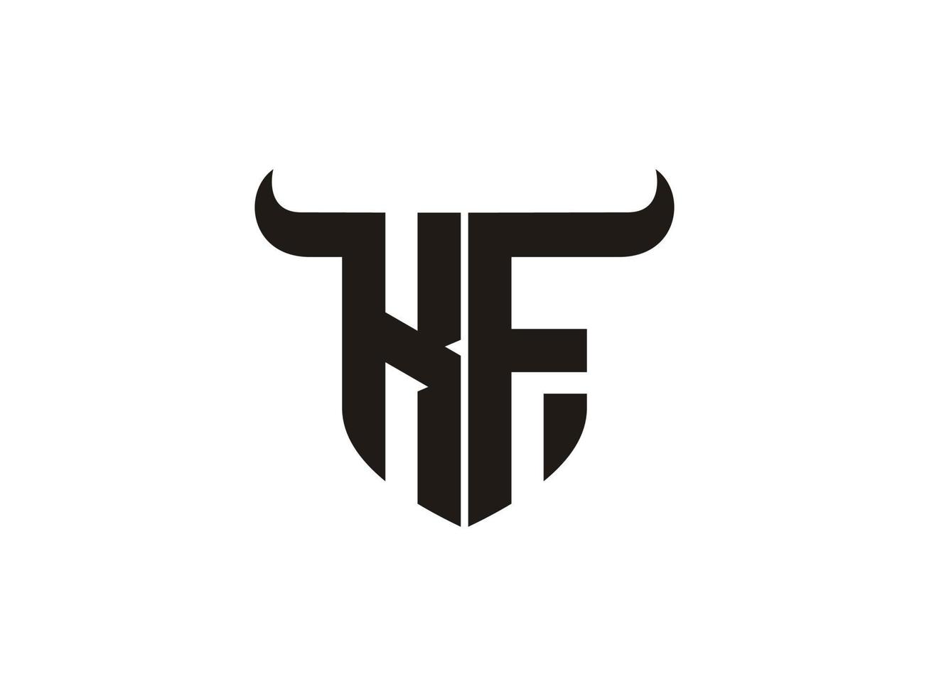 Initial KF Bull Logo Design. vector