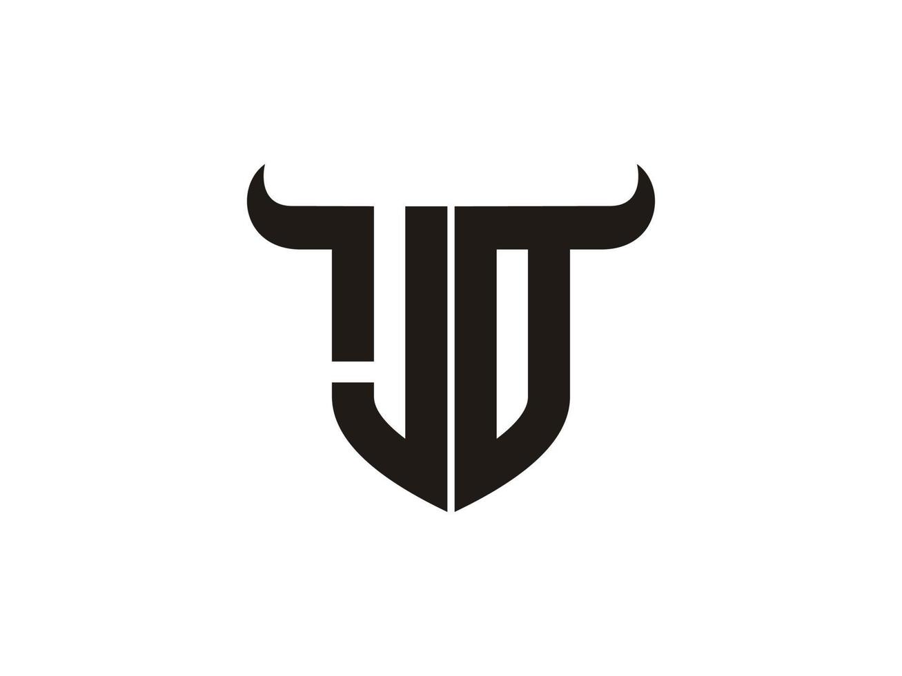 Initial JO Bull Logo Design. vector