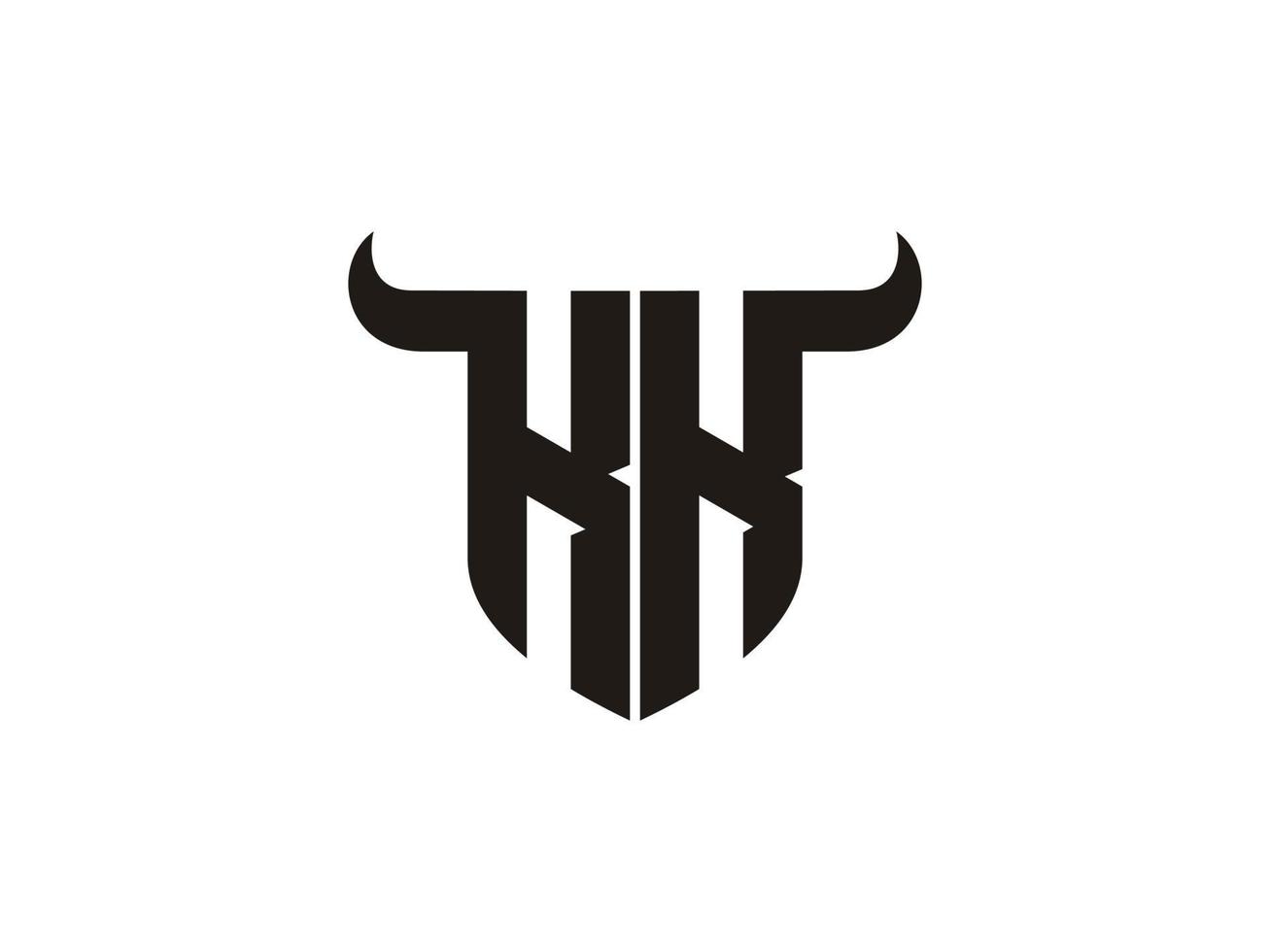 Initial KK Bull Logo Design. vector