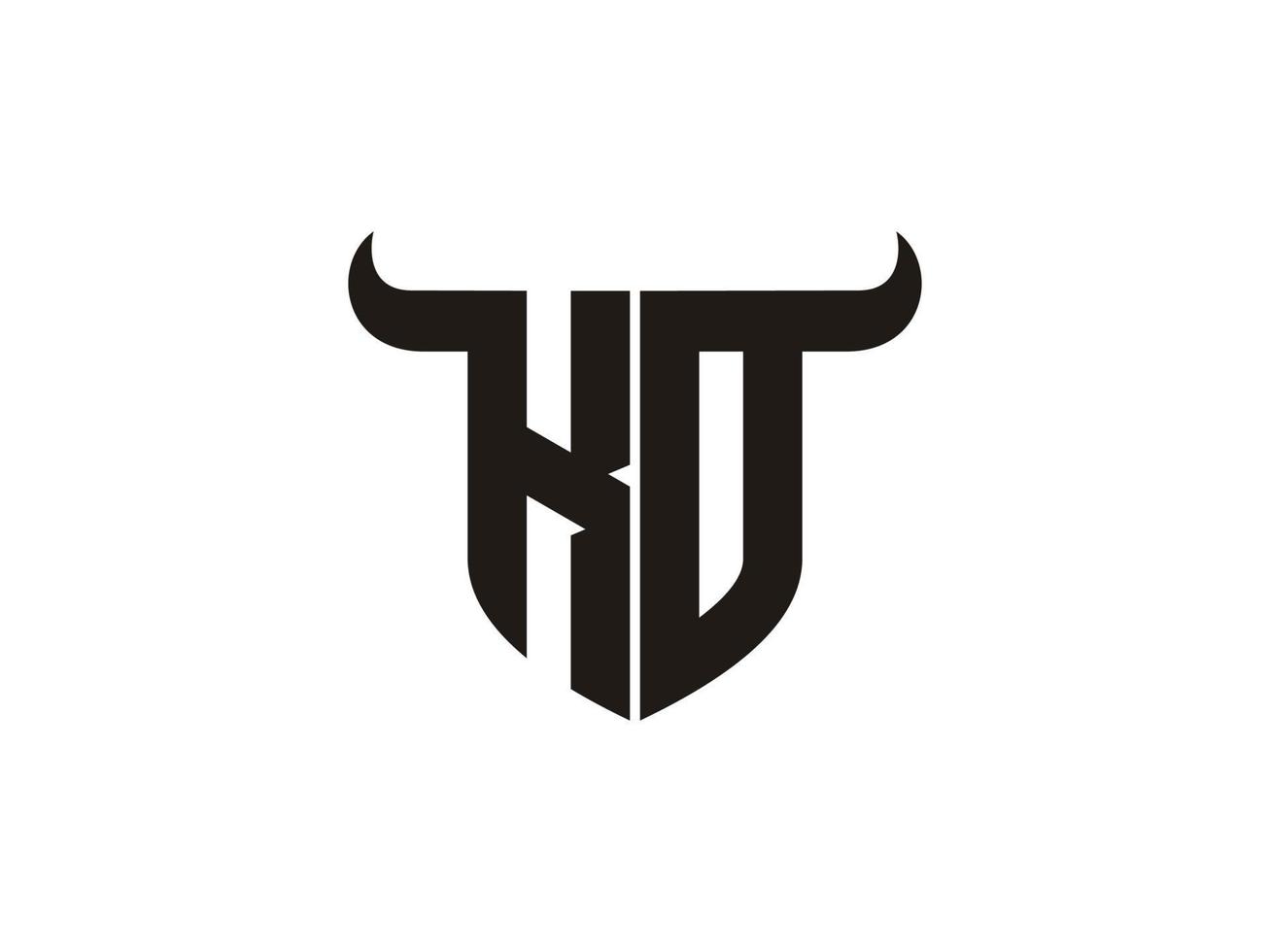 Initial KO Bull Logo Design. vector