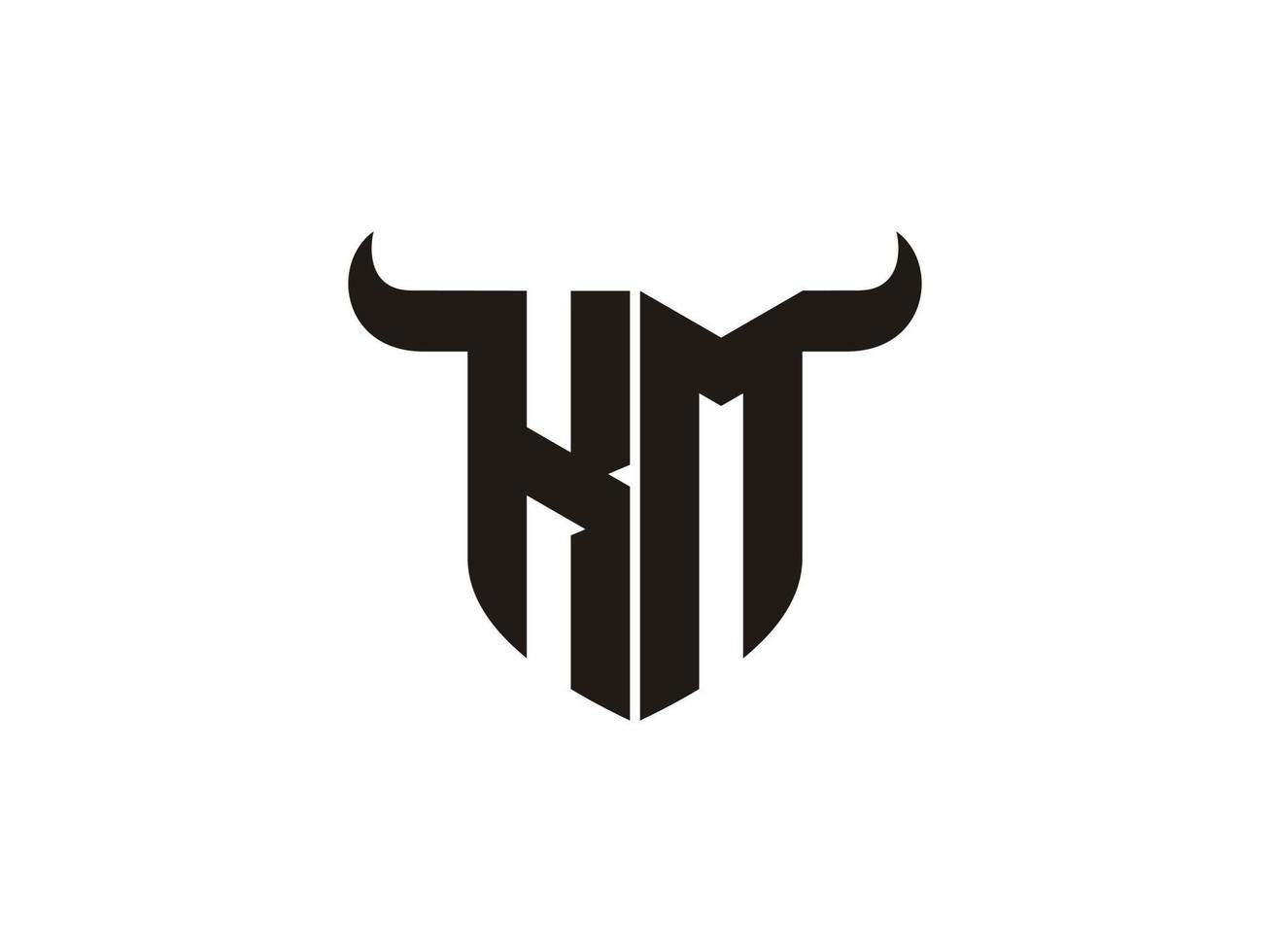 diseño inicial del logo del toro km. vector