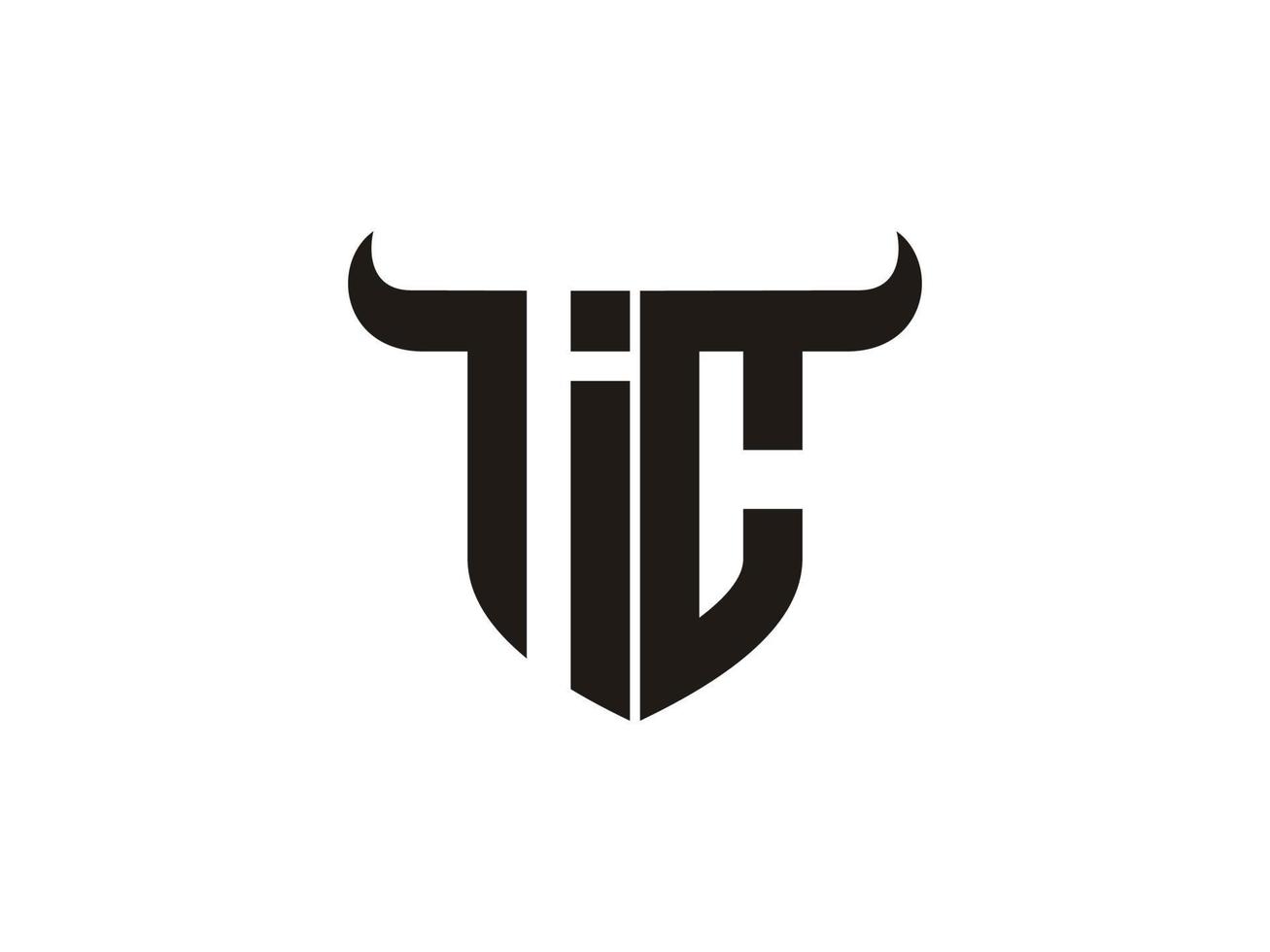 Initial IC Bull Logo Design. vector