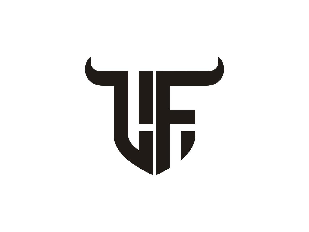 Initial LF Bull Logo Design. vector