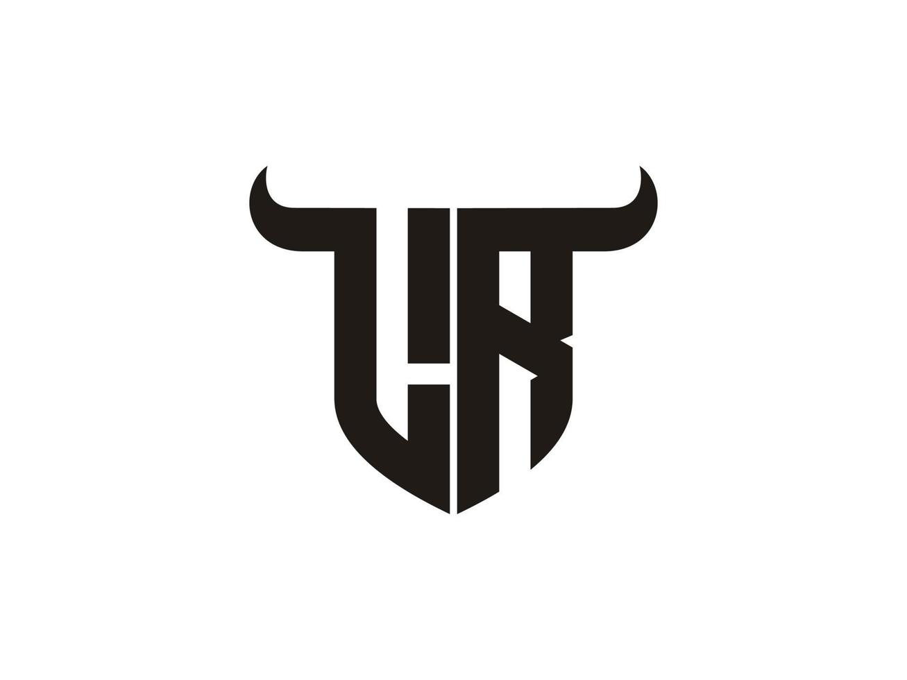 Initial LR Bull Logo Design. vector