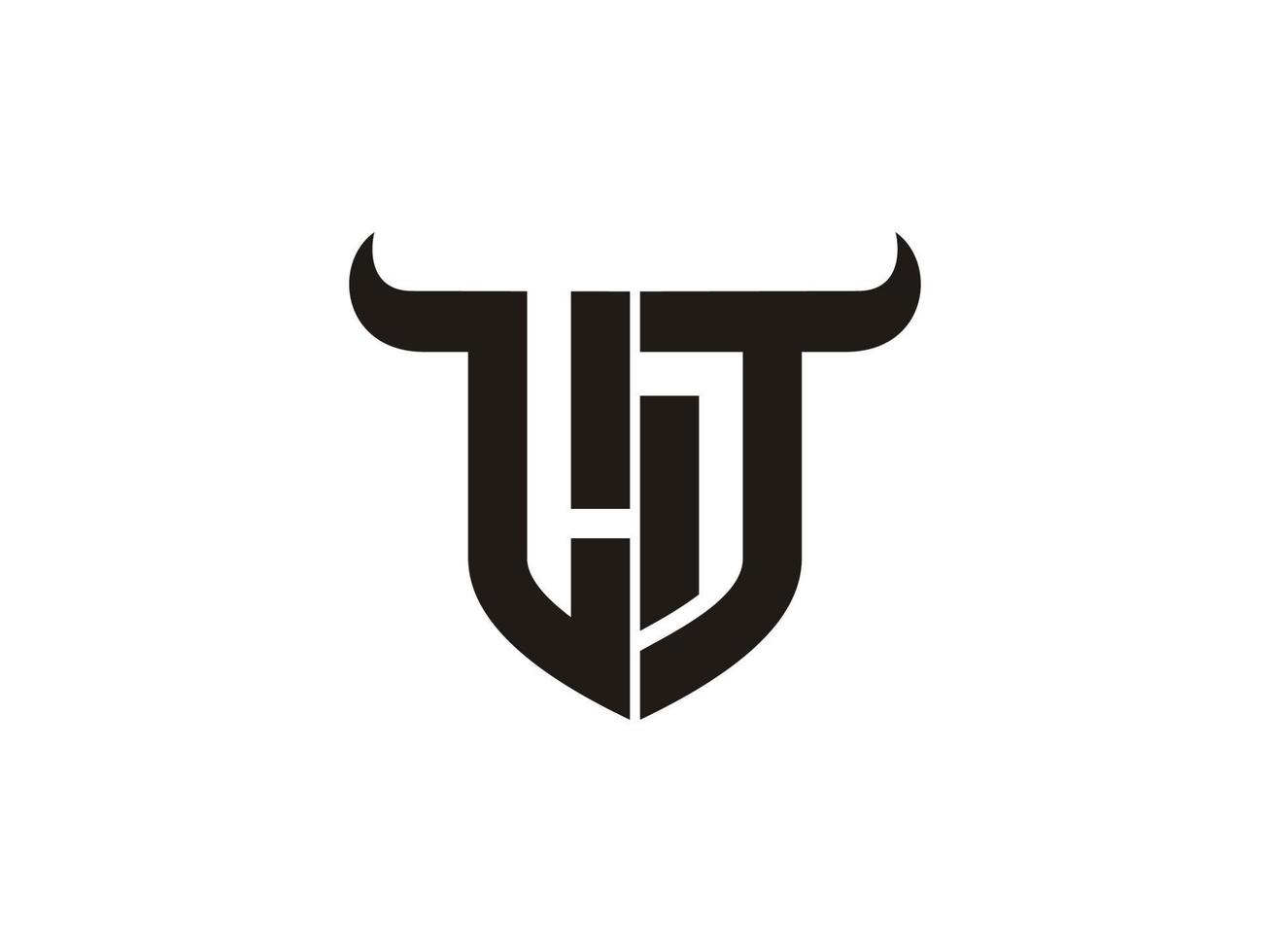 Initial LT Bull Logo Design. vector