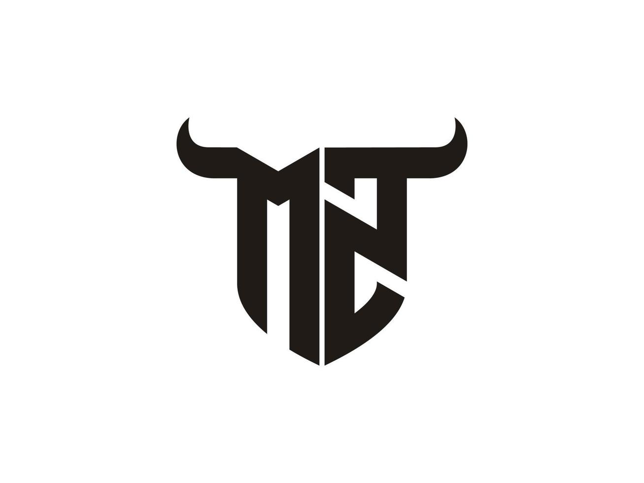 Initial MZ Bull Logo Design. vector