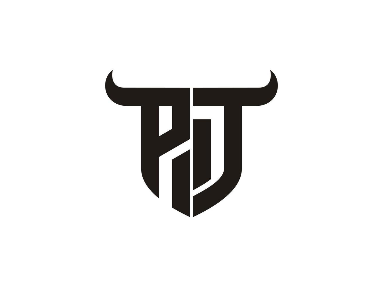 Initial PT Bull Logo Design. vector