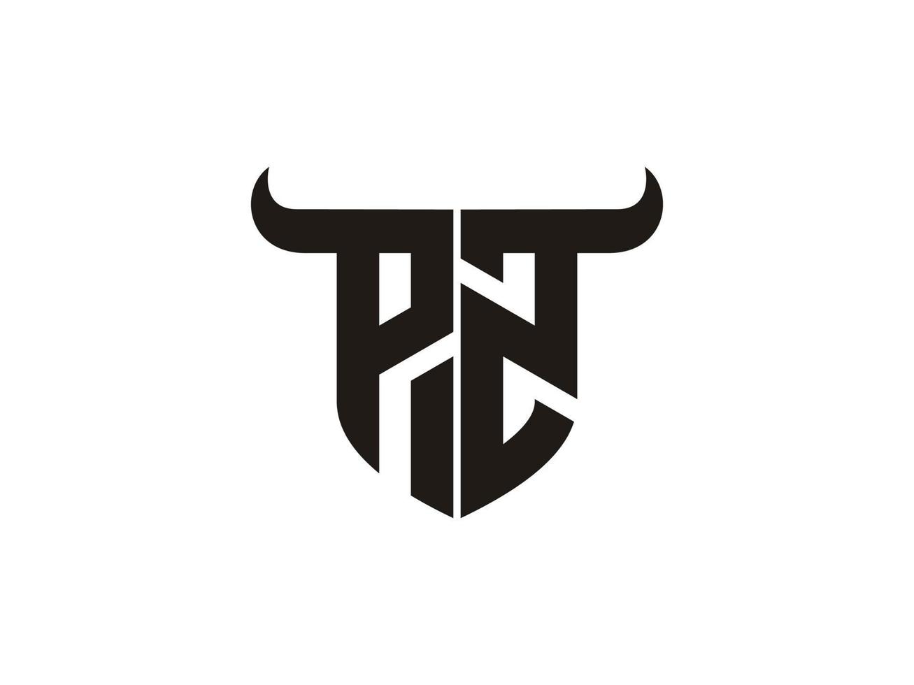 Initial PZ Bull Logo Design. vector