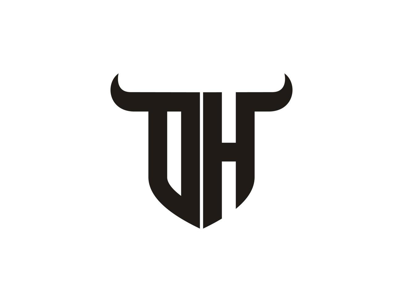 Initial OH Bull Logo Design. vector