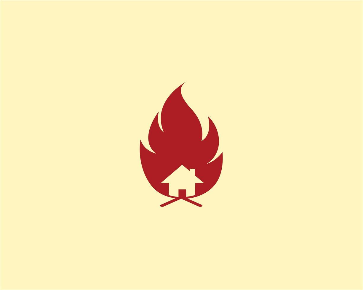 house with fire fire symbol vector