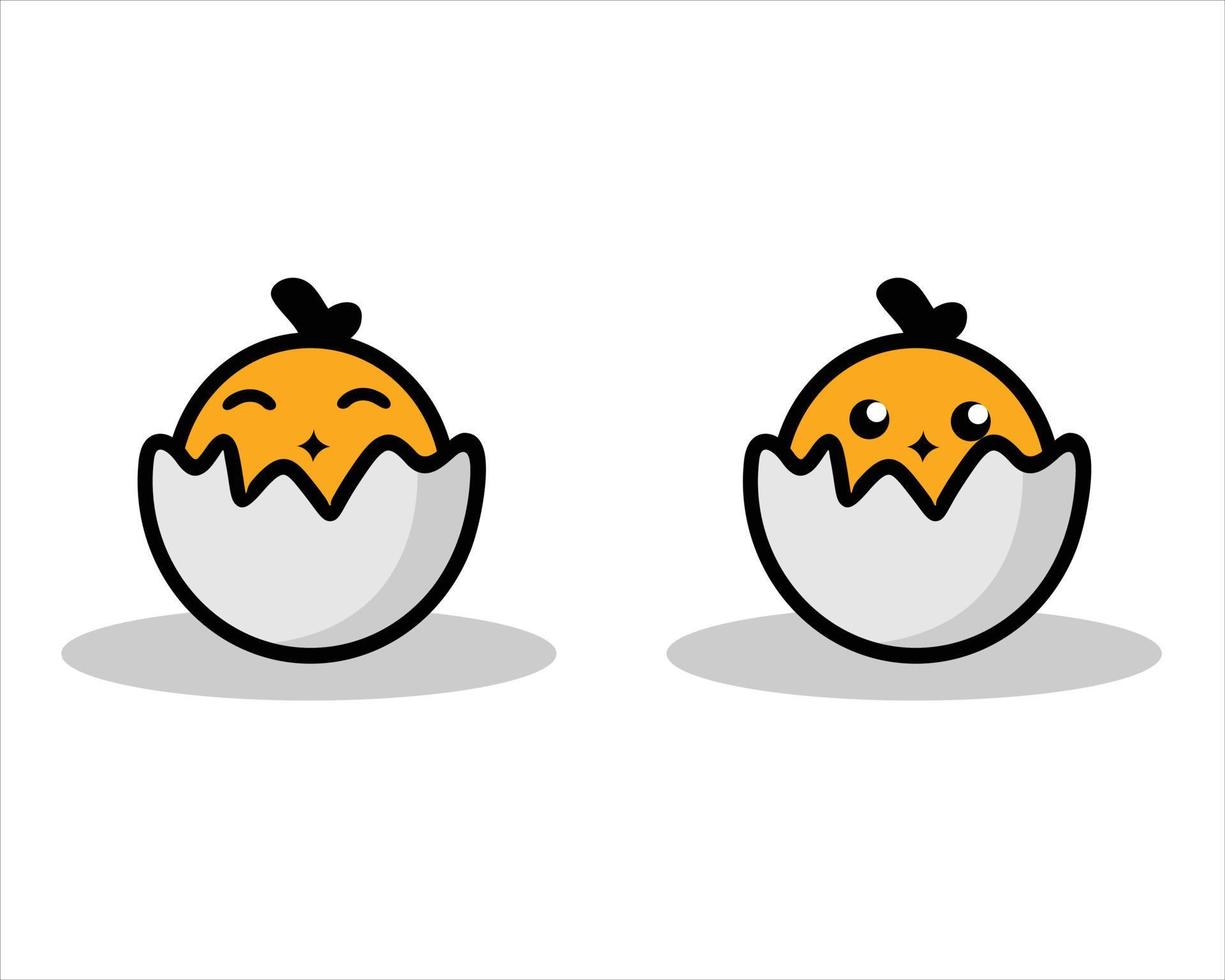 hatching chicken eggs look cute vector