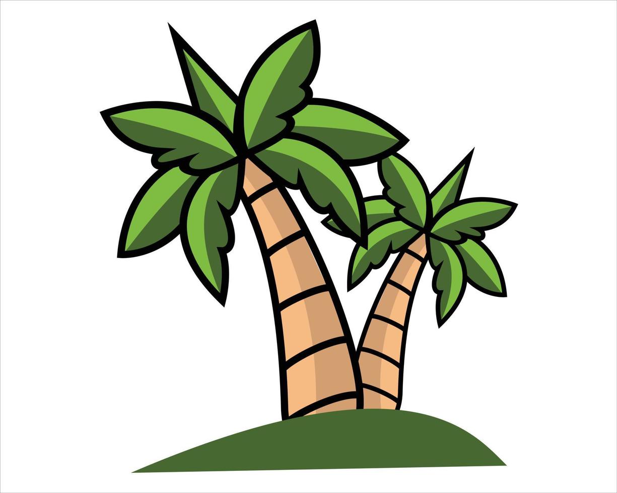 logotipo de árbol de coco simple y colorido vector