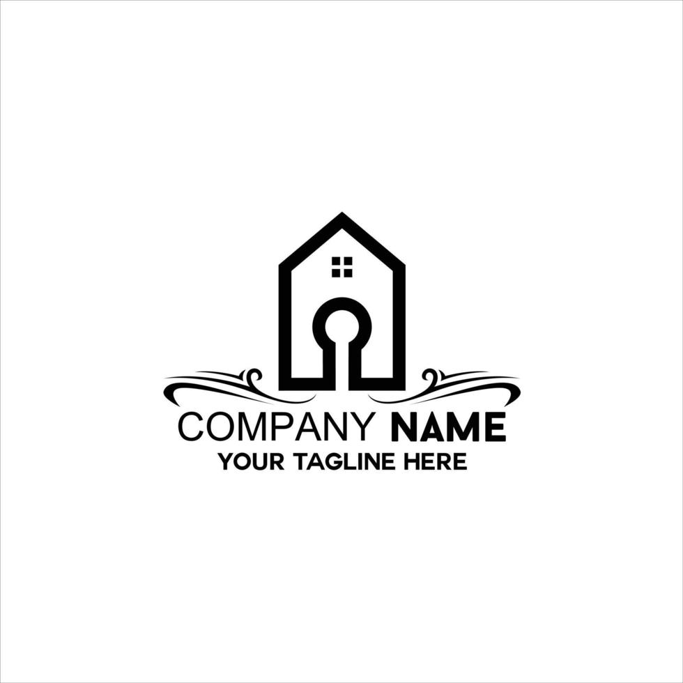 simple house logo shaped key vector