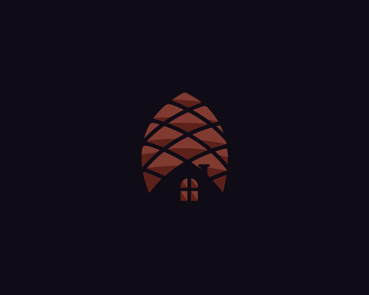 unique house logo with pinecone design vector