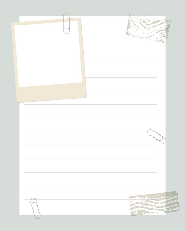 Planner and to-do list vintage collage with paperclip and stamp imprint. Template for agenda, timetable, planners, checklists, notepads, cards and other stationery. vector