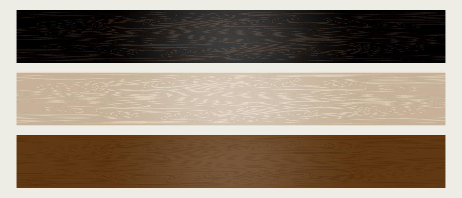 Wooden plank set, horizontal plank, light and dark brown wood planks, blank wooden plank for signboard decoration. vector