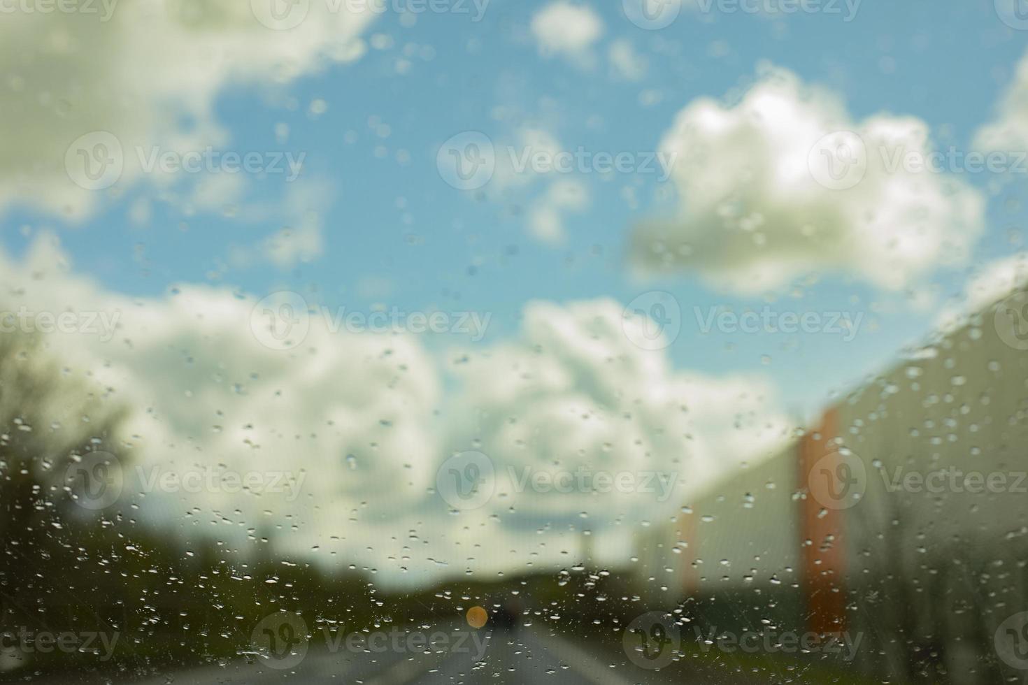 Wet glass. Raindrops on glass. photo