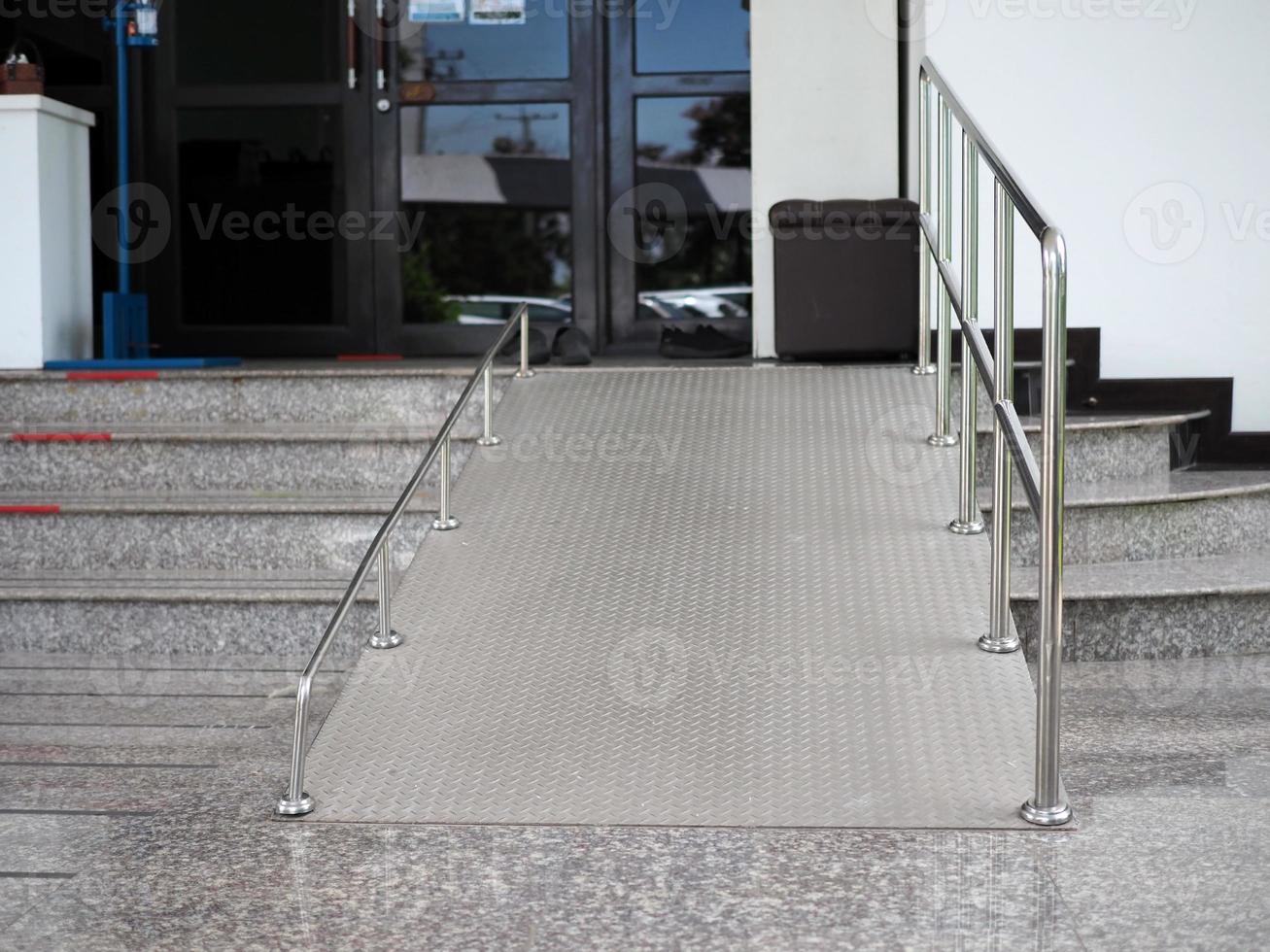 A ramp for disabled people going up and down in the hospital. photo
