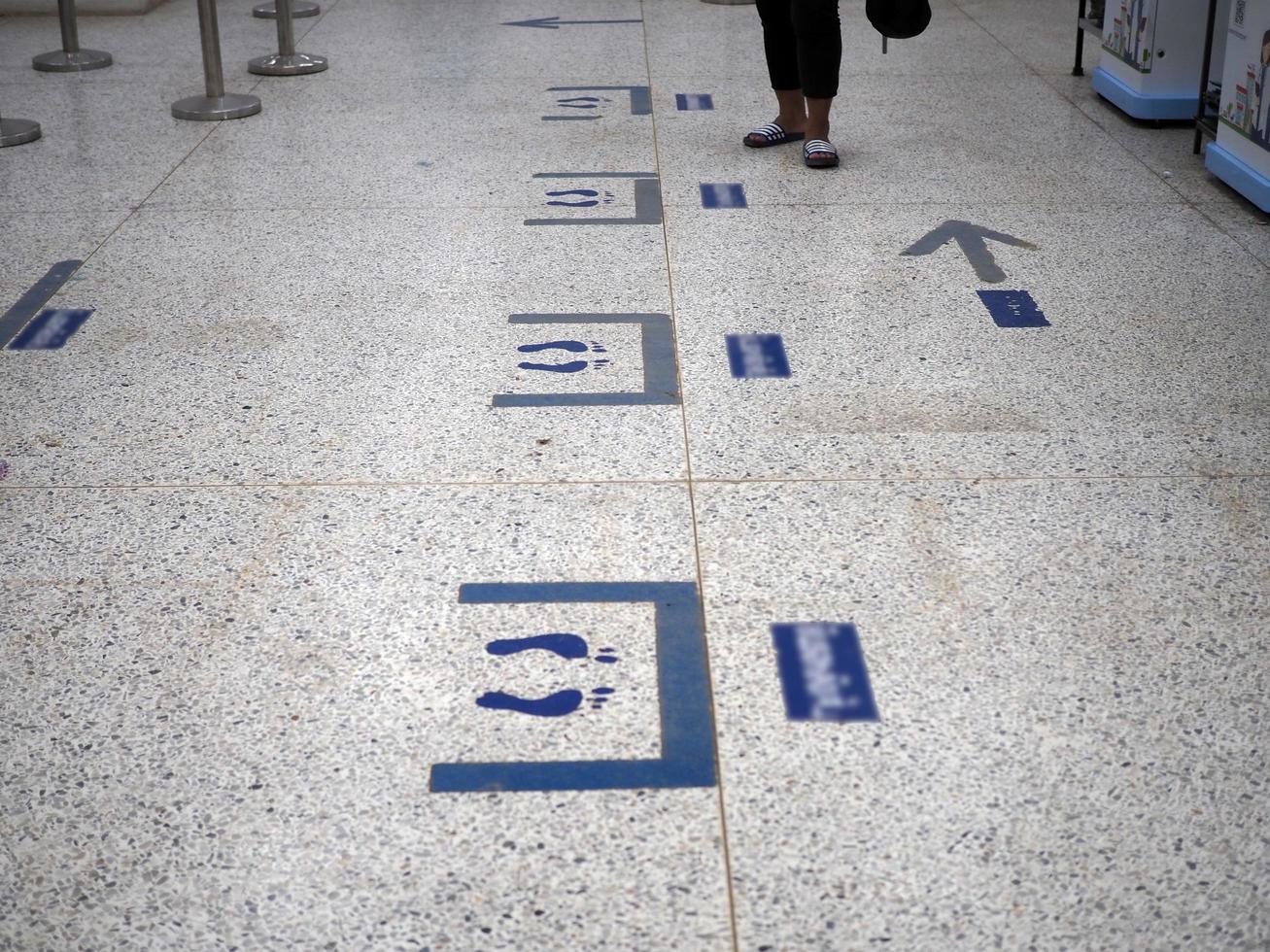 Waiting point causes society distances between individuals in hospitals to prevent the spread of the covid virus. new normal concept. COVID-19. Corona virus. Socie distances concept. photo
