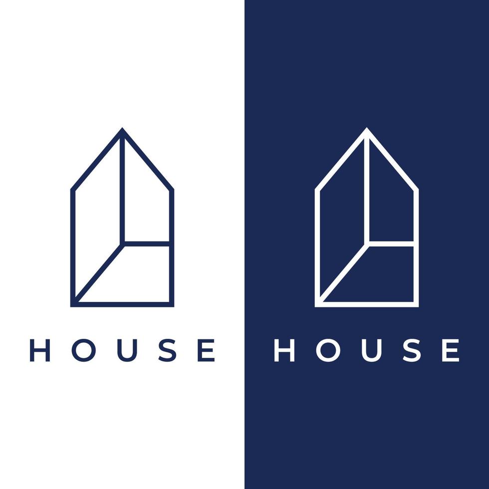 A creative logo design for a monogram or geometric house or residential building in a flat and linear style. Logo for property, building construction, architecture, and business. vector