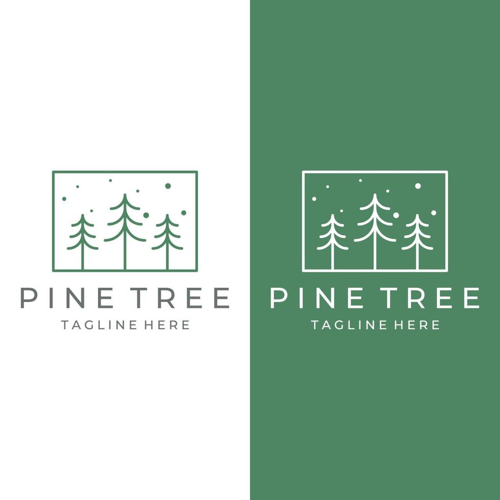diseño de plantilla de logotipo de pino abstracto creativo y bosque de pino fondo aislado.logotipos para insignias, negocios, navidad, marcas y productos naturales. vector
