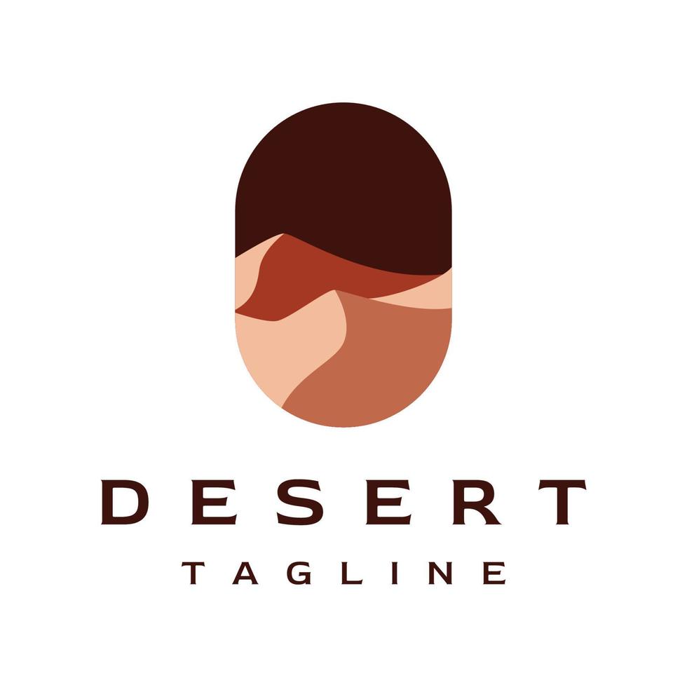 Hot desert and dunes abstract logo template vector design with cactus showing sand dunes isolated background.