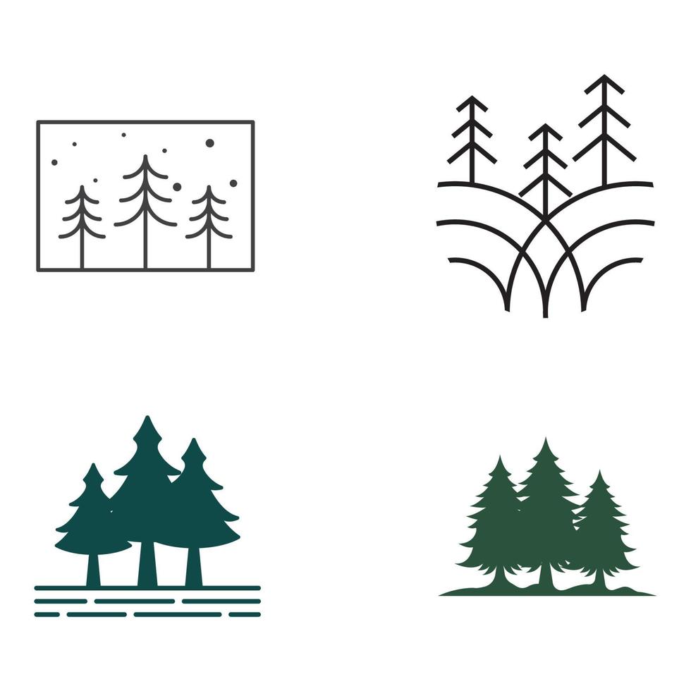 Creative abstract pine tree and pine forest Logo template design isolated background.Logos for badges,business,christmas,brands and natural products. vector