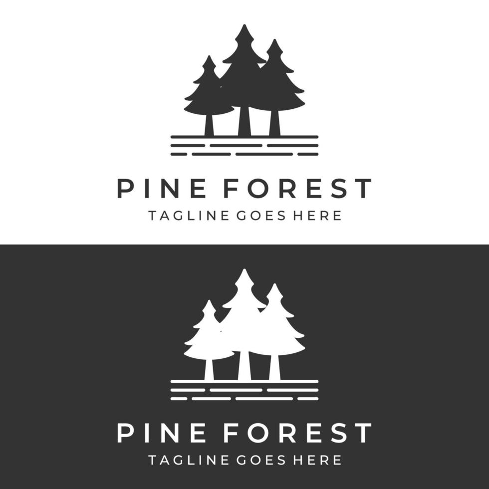 diseño de plantilla de logotipo de pino abstracto creativo y bosque de pino fondo aislado.logotipos para insignias, negocios, navidad, marcas y productos naturales. vector