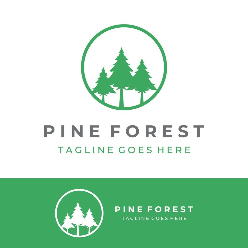 Creative abstract pine tree and pine forest Logo template design isolated background.Logos for badges,business,christmas,brands and natural products. vector