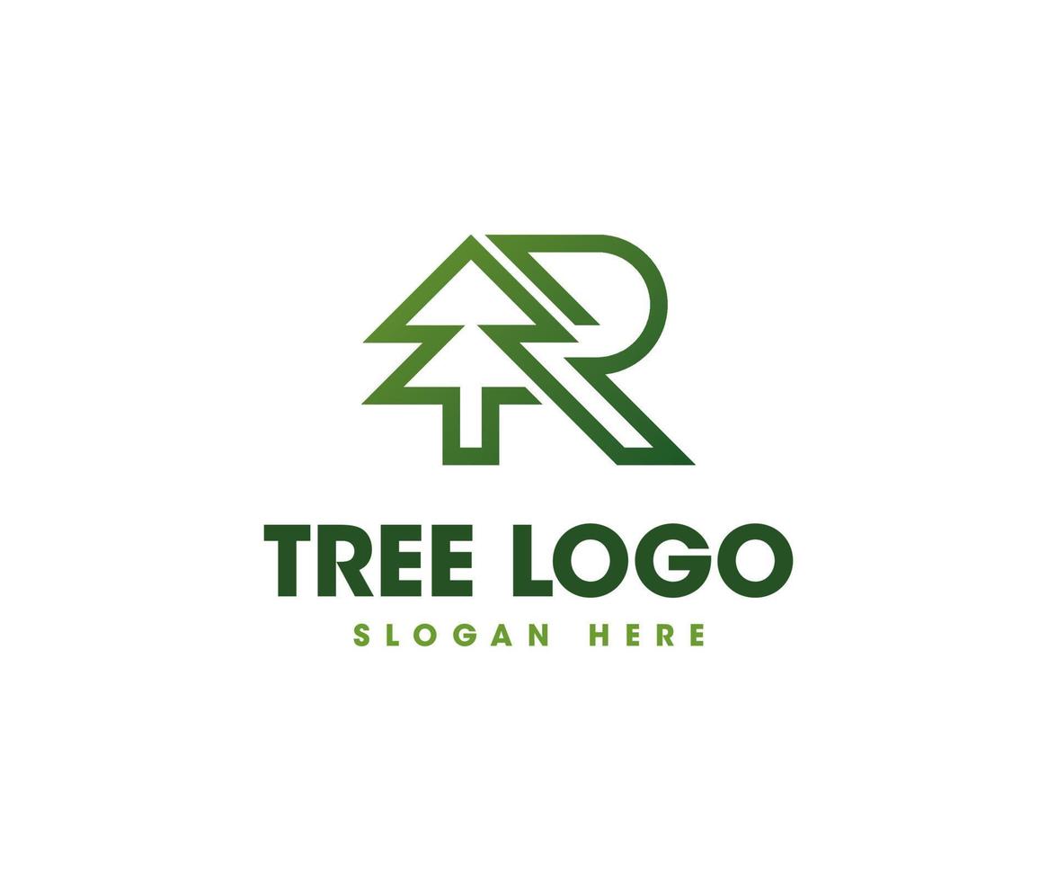 Letter R Tree Logo vector