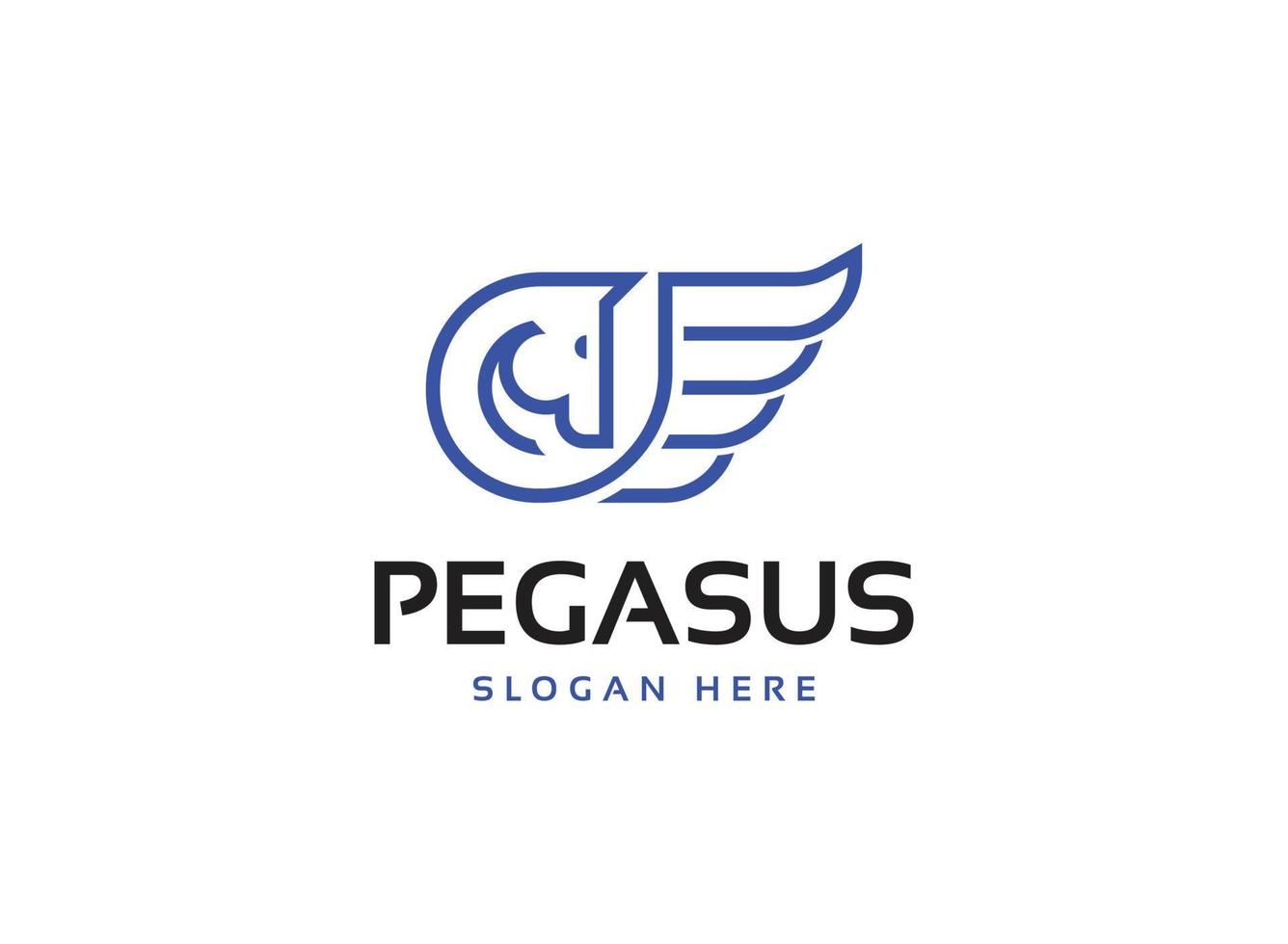 logotipo mínimo de pegaso vector