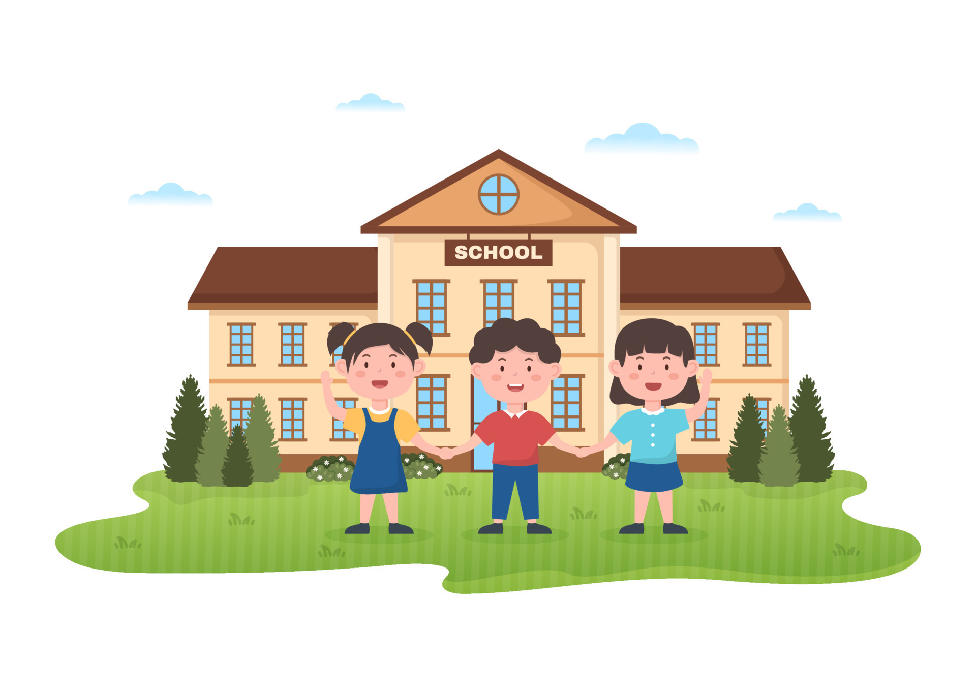Students Leave School Building After Class Or Program And Back To Home students-leave-school-building-after-class-or-program-and-back-to-home