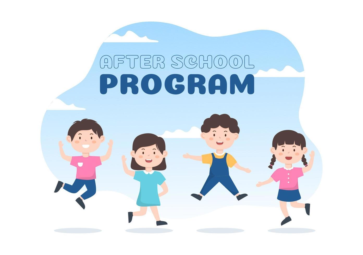 Students Leave School Building After Class or Program and Back to Home in Template Hand Drawn Cartoon Flat Style Illustration vector