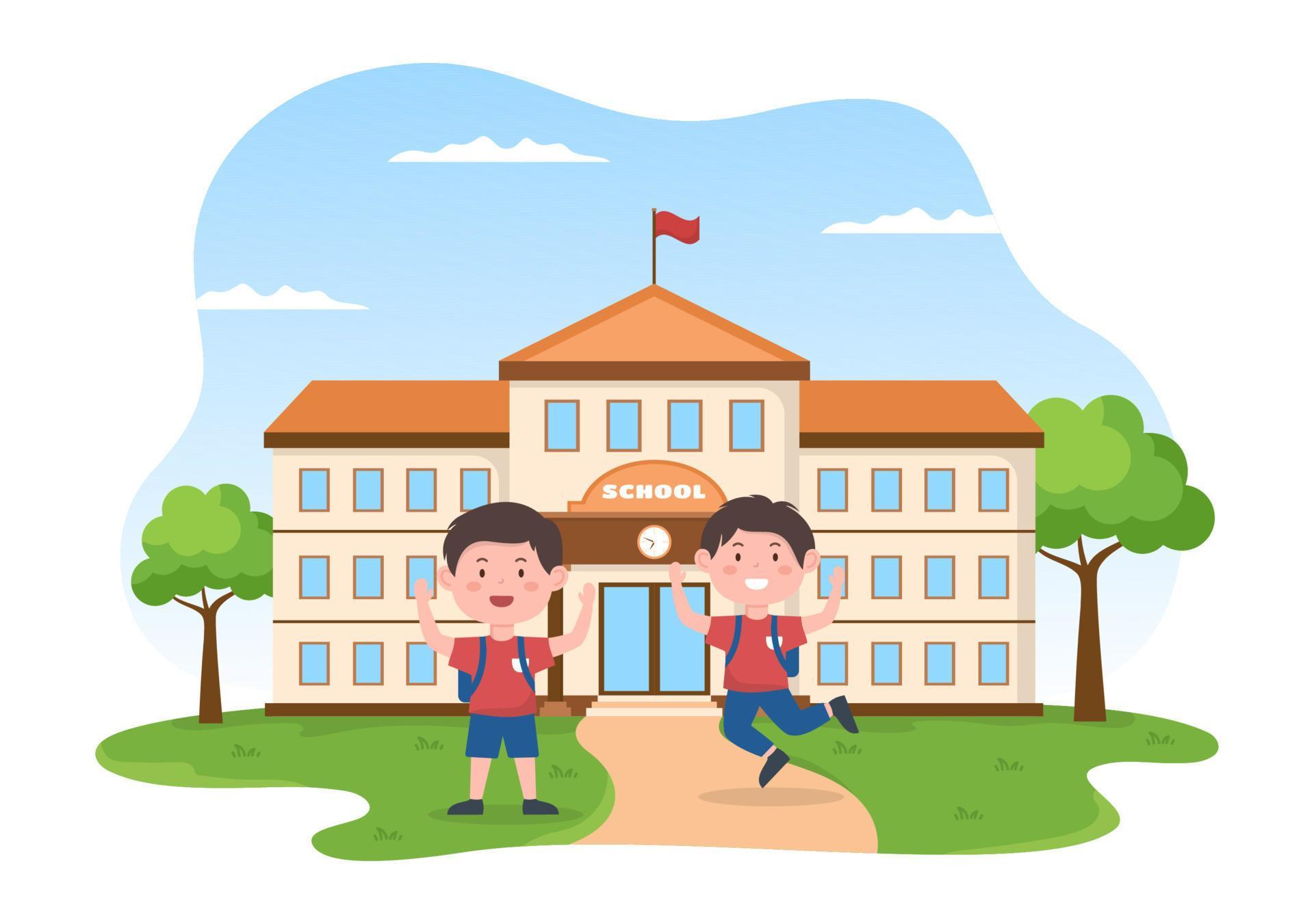 Students Leave School Building After Class Or Program And Back To Home Students Leave School Building After Class Or Program And Back To Home