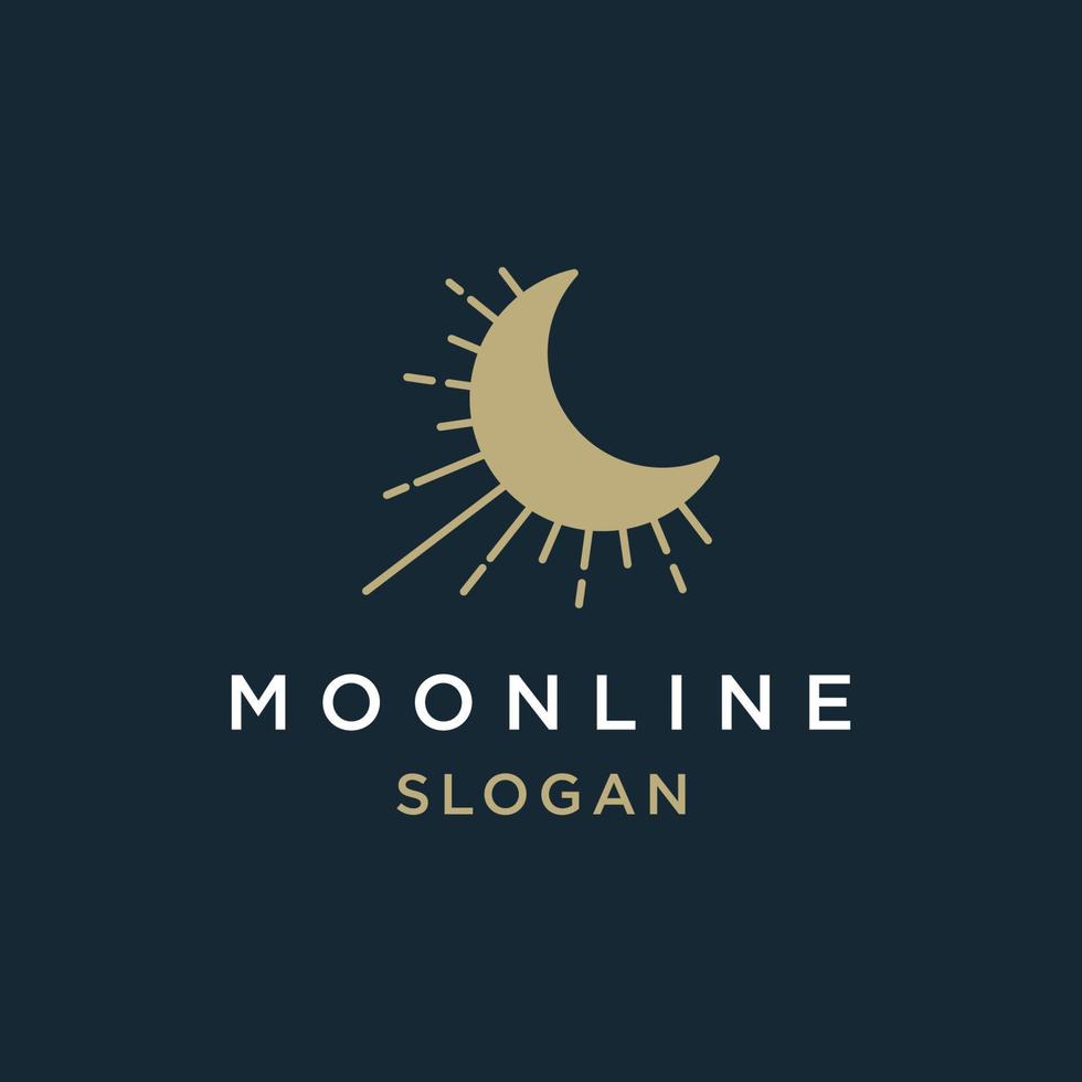 Elegant crescent moon logo design line icon vector