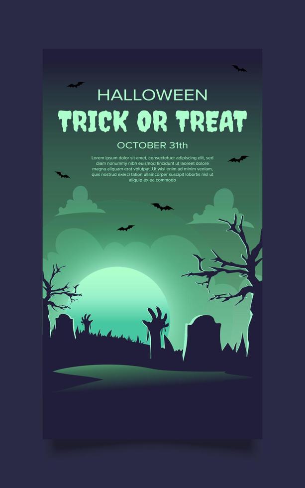 plantilla de banner de halloween, fondo de noche de miedo vector