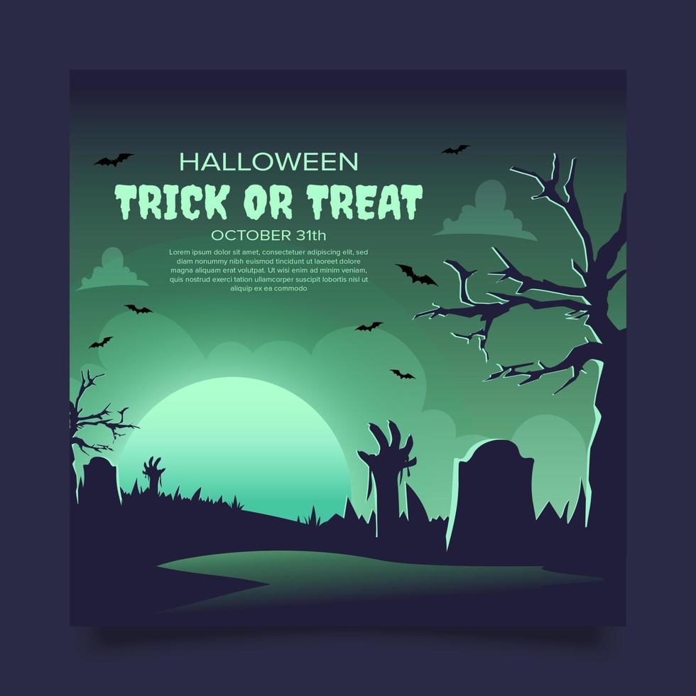 Halloween banner template, scary night background vector