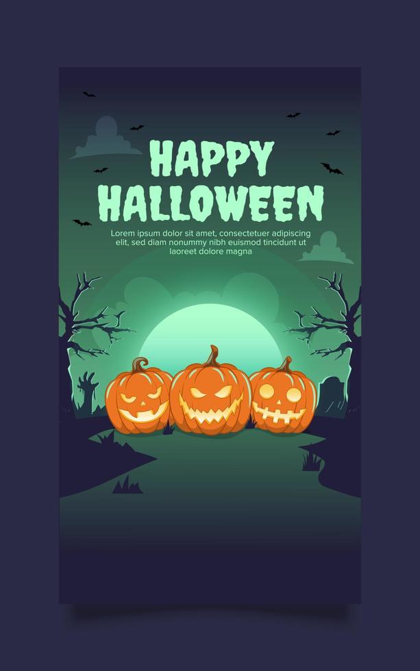 Halloween banner template, scary night background vector