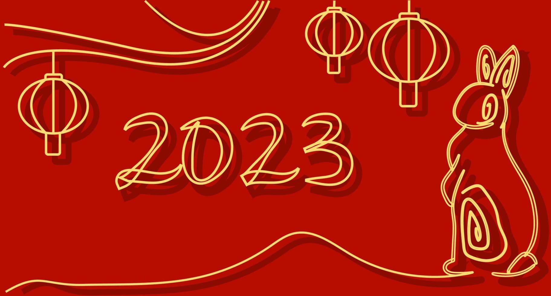 Happy new year 2023, Chinese new year, Year of the Rabbit, Zodiac sign for greetings card, invitation, posters, brochure, calendar, flyers, banners. Chinese rabbit. vector