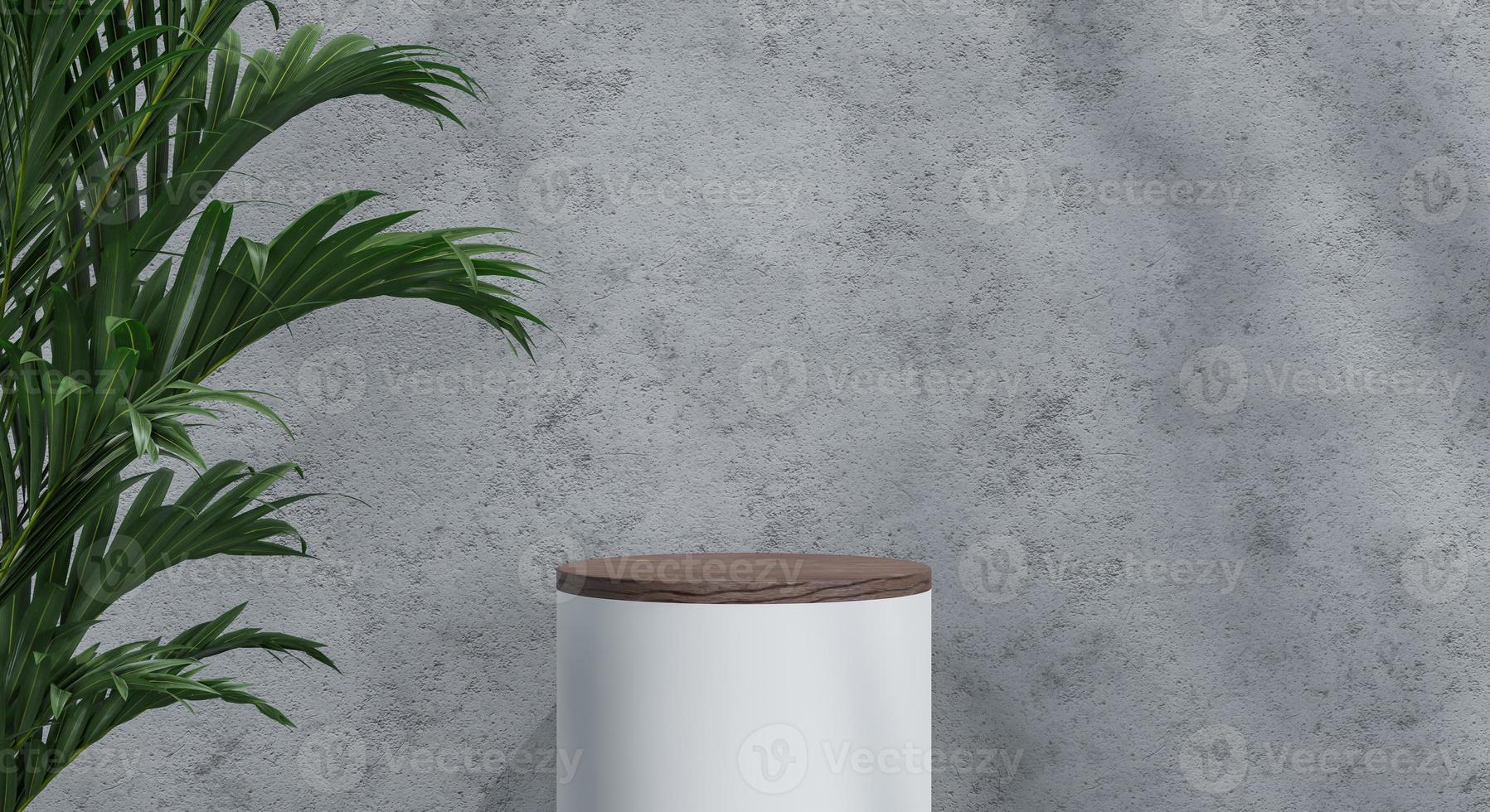 3d podium with shadow and texture wall for product presentation. 3D rendering. photo