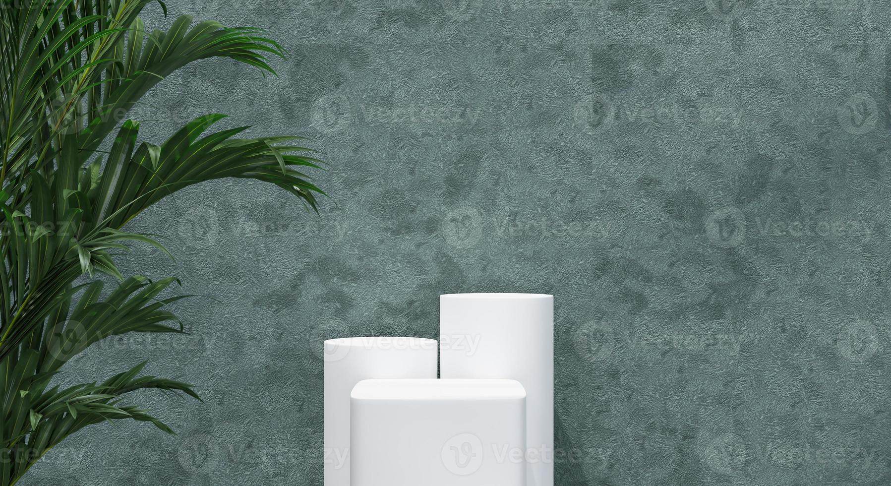 3d podium with shadow and texture wall for product presentation. 3D rendering. photo