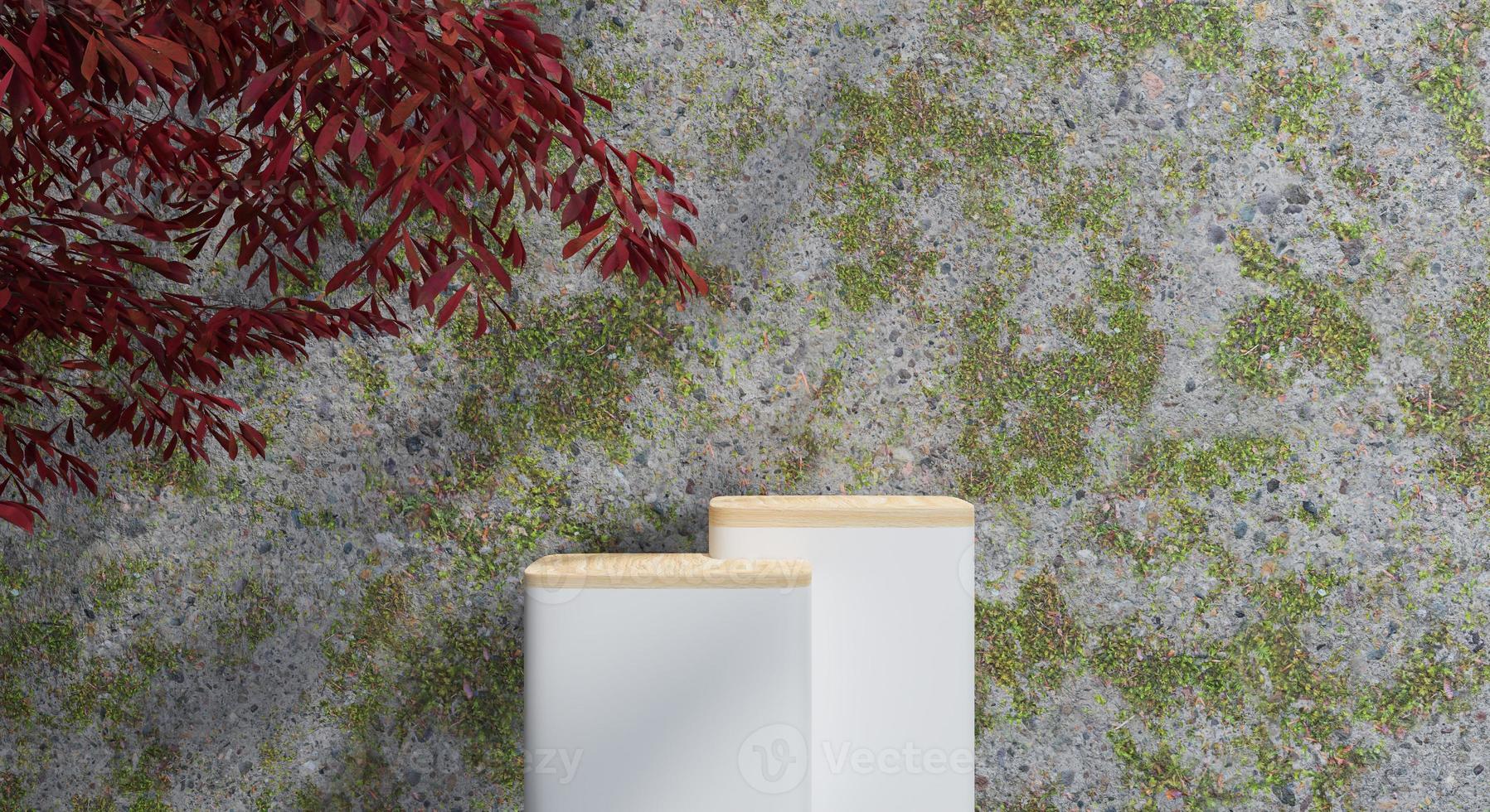 3d podium with shadow and texture wall for product presentation. 3D rendering. photo