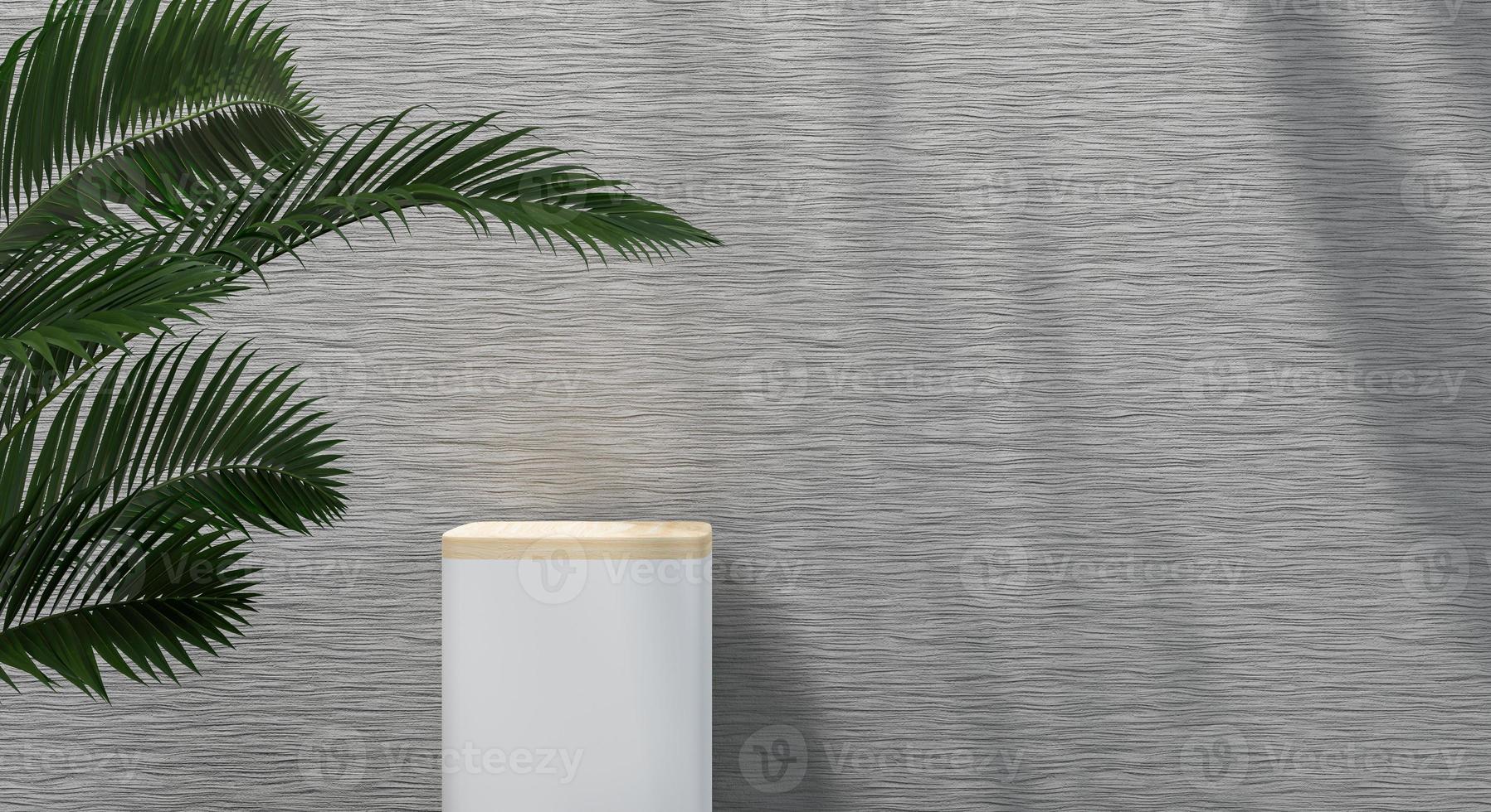 3d podium with shadow and texture wall for product presentation. 3D rendering. photo