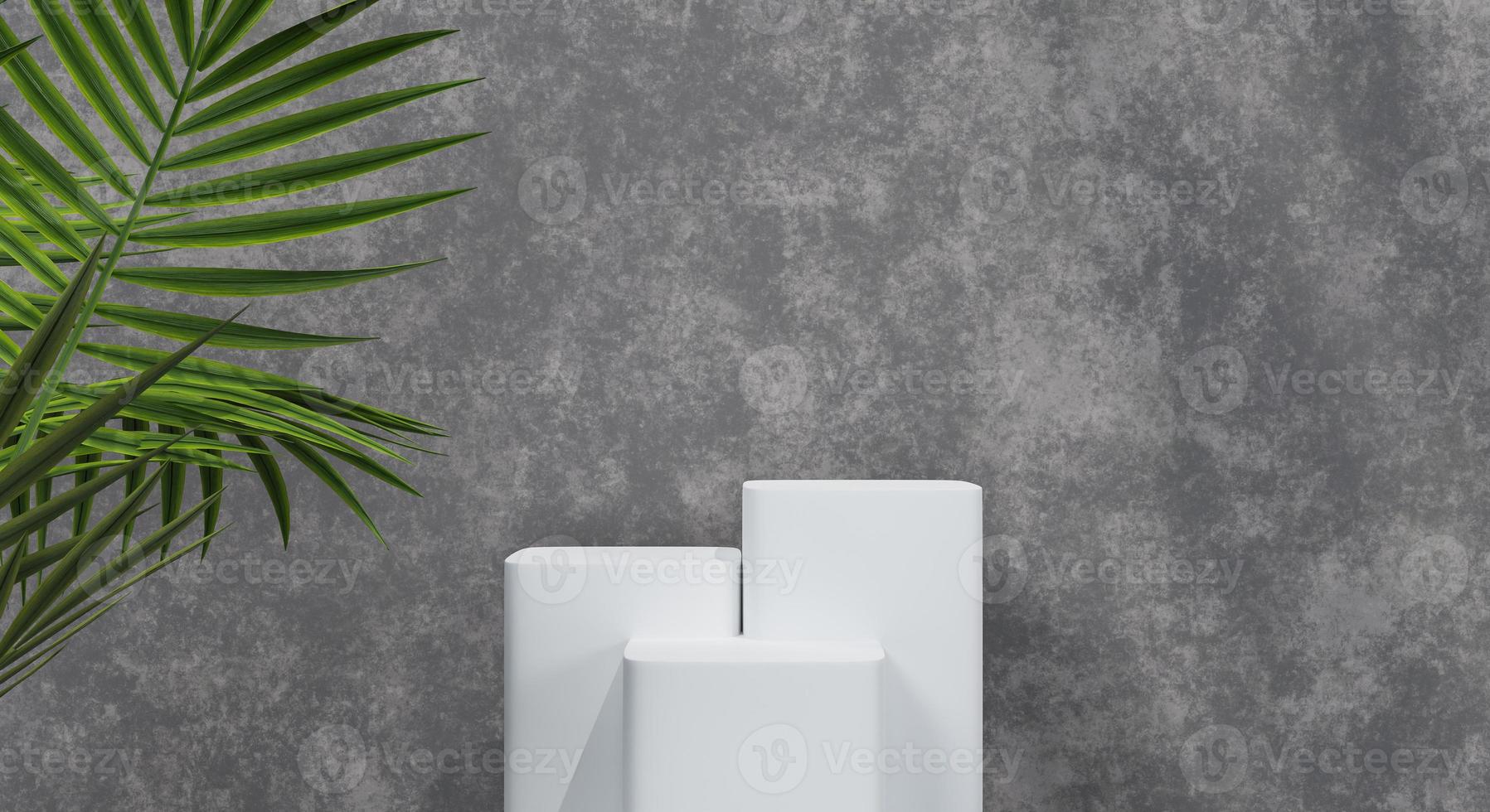 3d podium with shadow and texture wall for product presentation. 3D rendering. photo