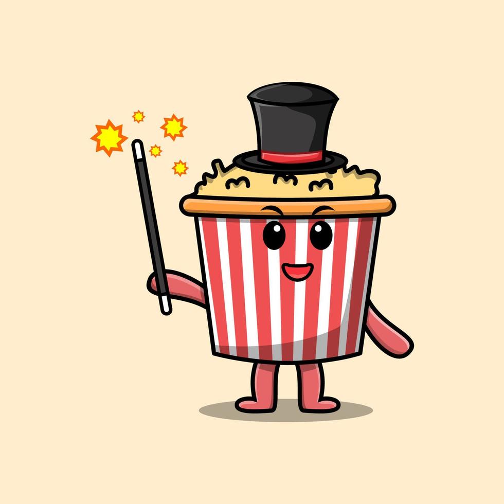 A gorgeous smart cute cartoon magician Popcorn vector