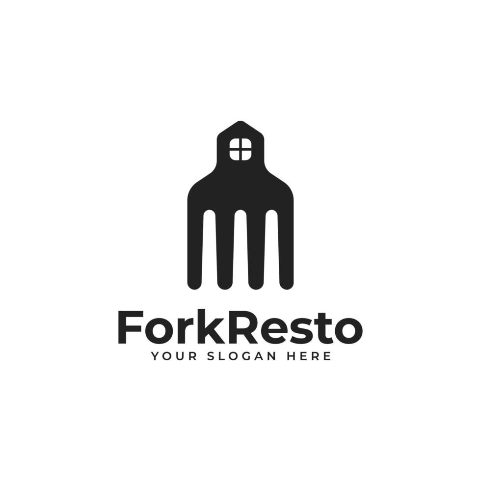 logotipo de restaurante con icono de tenedor vector