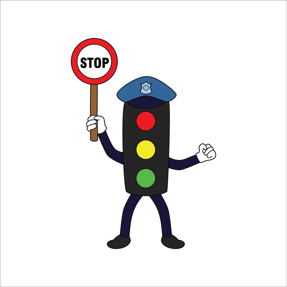 traffic light mascot design. policeman sign and symbol. vector